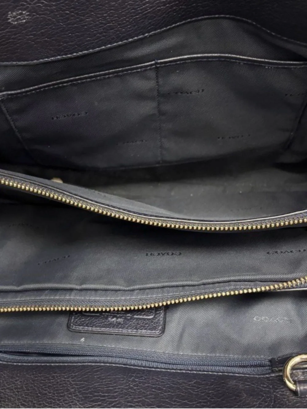 Coach NAVY Leather Satchel with Gold Hardware - Picture 7 of 9